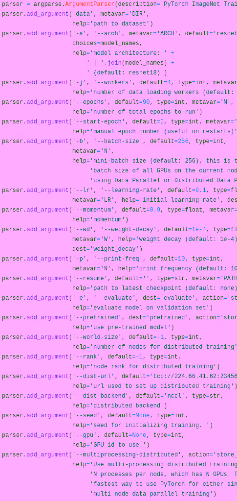 Snippet from PyTorch ImageNet Training Example